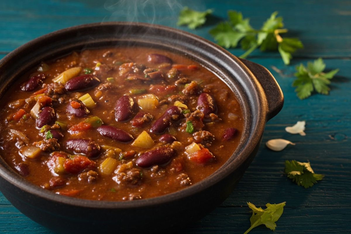 Cocoa Chili with Refried Beans